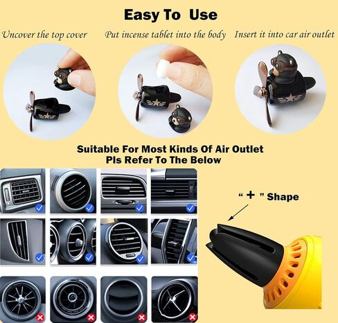 Car Air Fresheners Vent Clips with 2pcs Fragrance Tablets - Cartoon Bear Pilot Car Fragrance Diffuser Air Vent - Cartoon Bear Pilot Car Air Freshener - Car Fragrance Diffuser (Bear) in Saudi Arabia
