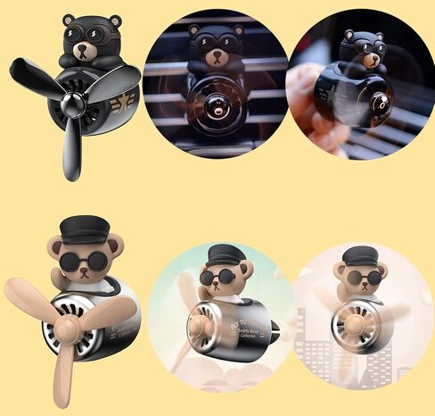 Car Air Fresheners Vent Clips with 2pcs Fragrance Tablets - Cartoon Bear Pilot Car Fragrance Diffuser Air Vent - Cartoon Bear Pilot Car Air Freshener - Car Fragrance Diffuser (Bear) in Saudi Arabia