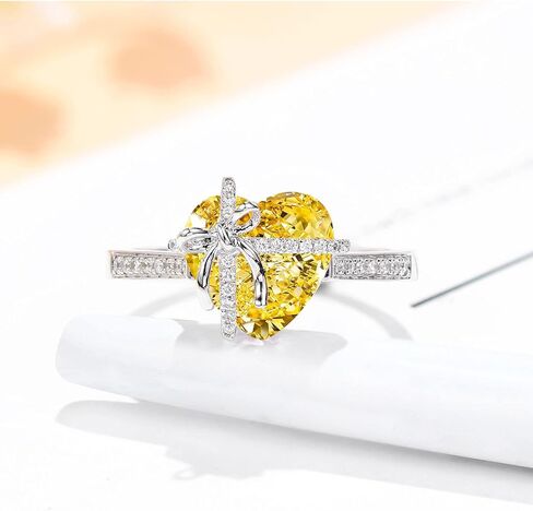 Dainty Cute 925 Silver Pink Heart Shaped Zircon Ring Bow Tie Ring for Women Anniversary Wedding Engagement Ring Promise Rings CZ Diamond Eternity Band Opening Adjustable Ring Gifts in Saudi Arabia