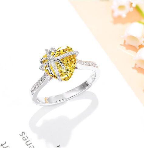 Dainty Cute 925 Silver Pink Heart Shaped Zircon Ring Bow Tie Ring for Women Anniversary Wedding Engagement Ring Promise Rings CZ Diamond Eternity Band Opening Adjustable Ring Gifts in Saudi Arabia