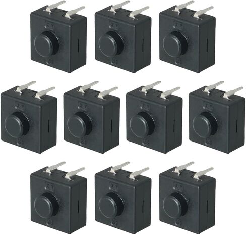 10PCS Flashlight Switch 1212 112YB Locking Button Locking Tactile Button Foot Button Switch Connector Black in Kuwait