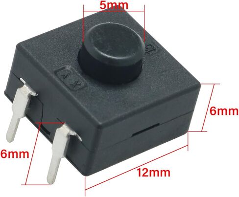 10PCS Flashlight Switch 1212 112YB Locking Button Locking Tactile Button Foot Button Switch Connector Black in Kuwait