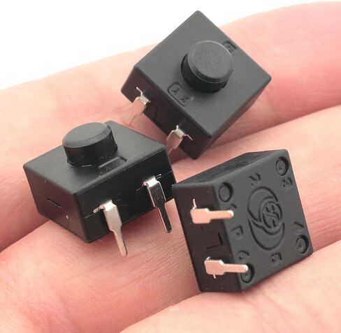 10PCS Flashlight Switch 1212 112YB Locking Button Locking Tactile Button Foot Button Switch Connector Black in Kuwait