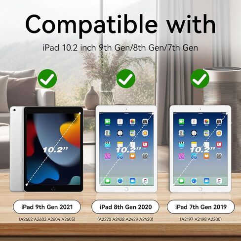 حافظة لوحة مفاتيح لجهاز iPad الجيل التاسع - الجيل الثامن - الجيل السابع، لوحة مفاتيح بلوتوث لاسلكية قابلة للفصل مغناطيسيًا، غطاء iPad 10.2 بوصة مع حامل أقلام، أزرق سماوي in Kuwait