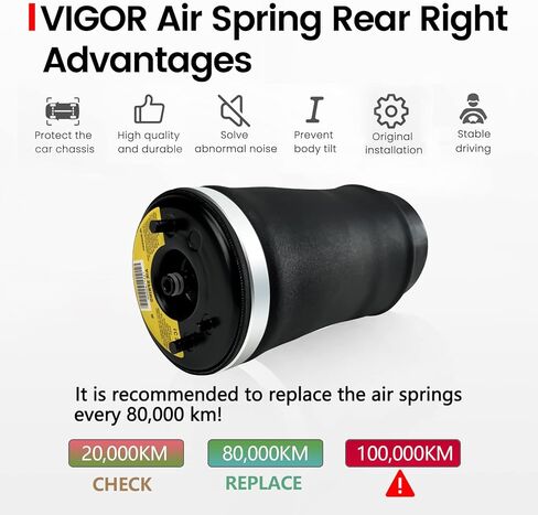 حقيبة زنبركية للتعليق الهوائي الخلفي الأيسر من Vigor متوافقة مع سيارة BMW X5 E53 2000-2006، رقم OEM 37126750355 in Kuwait
