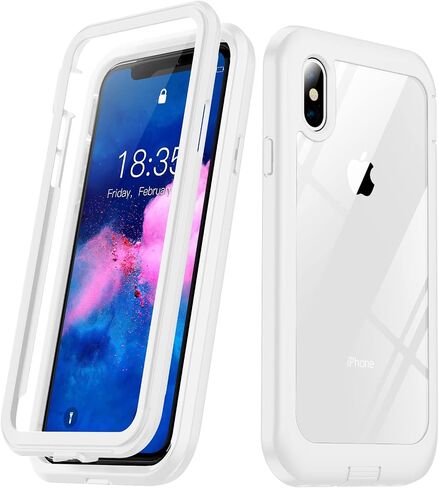 for iPhone X Case,for iPhone Xs Case, Built-in Screen Protector Full Body Protection Heavy Duty Shockproof Rugged Cover Skin for iPhone X/Xs 5.8inch (Black/Clear) in Saudi Arabia
