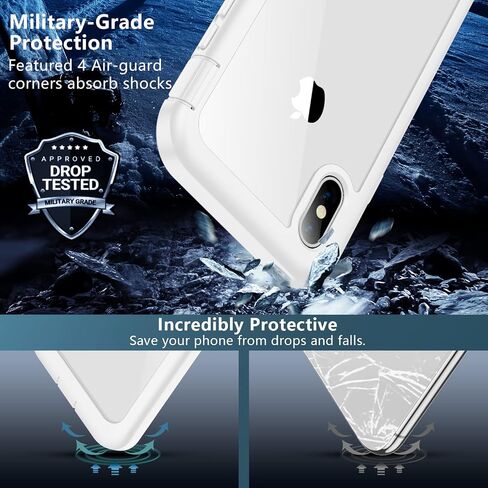 for iPhone X Case,for iPhone Xs Case, Built-in Screen Protector Full Body Protection Heavy Duty Shockproof Rugged Cover Skin for iPhone X/Xs 5.8inch (Black/Clear) in Saudi Arabia