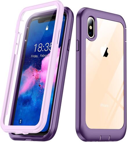 for iPhone X Case,for iPhone Xs Case, Built-in Screen Protector Full Body Protection Heavy Duty Shockproof Rugged Cover Skin for iPhone X/Xs 5.8inch (Black/Clear) in Saudi Arabia