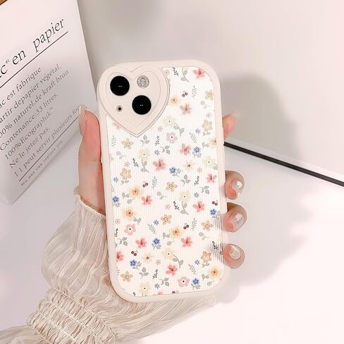 متوافق مع iPhone 14، جراب لطيف على شكل زهرة زهرية مع واقي ممتص للصدمات لعدسة الحب للفتيات والنساء، ناعم من مادة TPU المقاومة للصدمات لهاتف iPhone 14-Color Flower in Kuwait