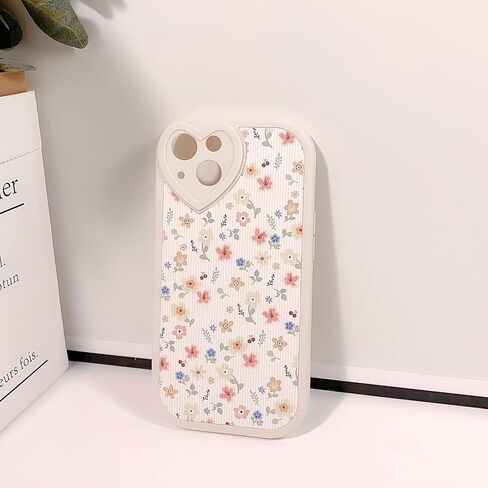 متوافق مع iPhone 14، جراب لطيف على شكل زهرة زهرية مع واقي ممتص للصدمات لعدسة الحب للفتيات والنساء، ناعم من مادة TPU المقاومة للصدمات لهاتف iPhone 14-Color Flower in Kuwait