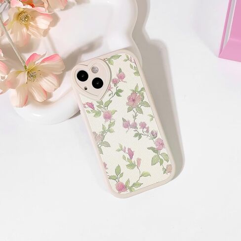 متوافق مع iPhone 14، جراب لطيف على شكل زهرة زهرية مع واقي ممتص للصدمات لعدسة الحب للفتيات والنساء، ناعم من مادة TPU المقاومة للصدمات لهاتف iPhone 14-Color Flower in Kuwait