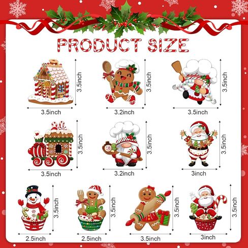30 Pcs Gingerbread Christmas Ornaments Wooden Chef Santa Baking Gingerbread Candy Cake Decorations Christmas Tree Decoration Hanging Christmas Kitchen Decorations for Xmas Tree Home Decor in Saudi Arabia