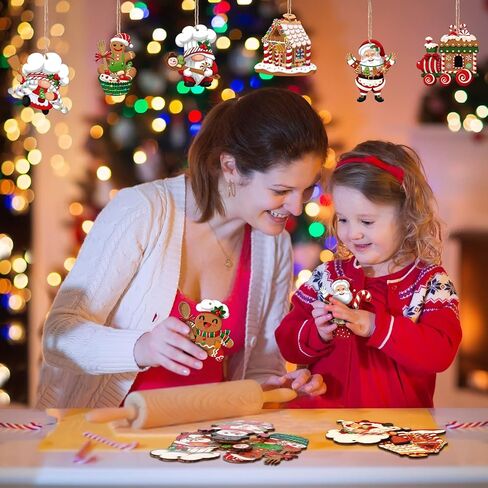30 Pcs Gingerbread Christmas Ornaments Wooden Chef Santa Baking Gingerbread Candy Cake Decorations Christmas Tree Decoration Hanging Christmas Kitchen Decorations for Xmas Tree Home Decor in Saudi Arabia