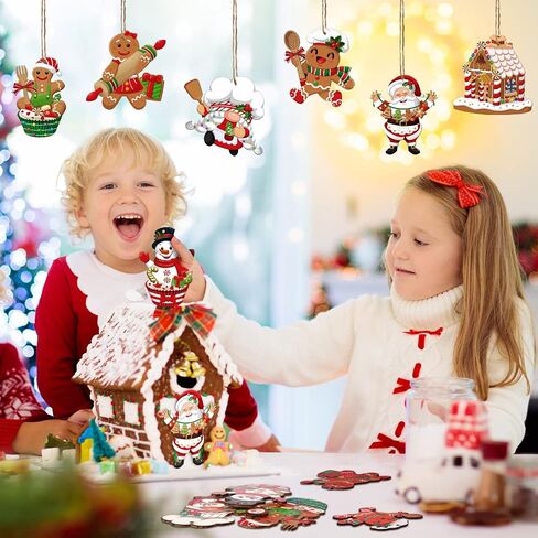 30 Pcs Gingerbread Christmas Ornaments Wooden Chef Santa Baking Gingerbread Candy Cake Decorations Christmas Tree Decoration Hanging Christmas Kitchen Decorations for Xmas Tree Home Decor in Saudi Arabia