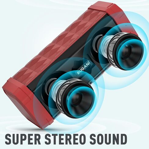 مكبر صوت بلوتوث BUGANI مكبر صوت لاسلكي محمول، نطاق لاسلكي 100 قدم، صوت أعلى، صوت ستيريو، وقت تشغيل مذهل 24 ساعة، IPX5، ميكروفون مدمج، مكبر صوت مقاوم للماء للمنزل، في الهواء الطلق، أحمر in Kuwait