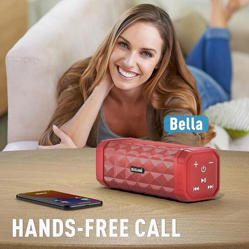 مكبر صوت بلوتوث BUGANI مكبر صوت لاسلكي محمول، نطاق لاسلكي 100 قدم، صوت أعلى، صوت ستيريو، وقت تشغيل مذهل 24 ساعة، IPX5، ميكروفون مدمج، مكبر صوت مقاوم للماء للمنزل، في الهواء الطلق، أحمر in Kuwait
