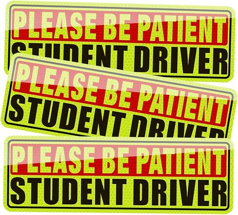 Student Driver Magnet for Car, 3pcs Magnet Please Be Patient Student Driver Sticker Safety Warning, Reflective New Driver Bumper Sign, Movable Reusable Magnetic Car Accessories (Yellow/Black) in Saudi Arabia