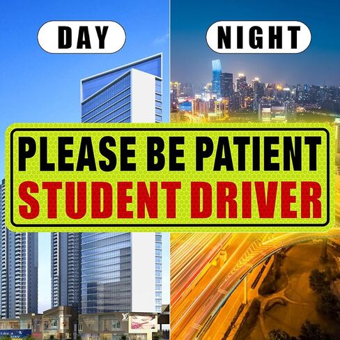 Student Driver Magnet for Car, 3pcs Magnet Please Be Patient Student Driver Sticker Safety Warning, Reflective New Driver Bumper Sign, Movable Reusable Magnetic Car Accessories (Yellow/Black) in Saudi Arabia
