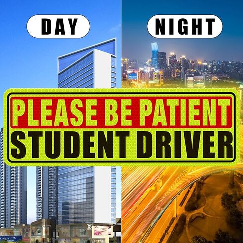 Student Driver Magnet for Car, 3pcs Magnet Please Be Patient Student Driver Sticker Safety Warning, Reflective New Driver Bumper Sign, Movable Reusable Magnetic Car Accessories (Yellow/Black) in Saudi Arabia