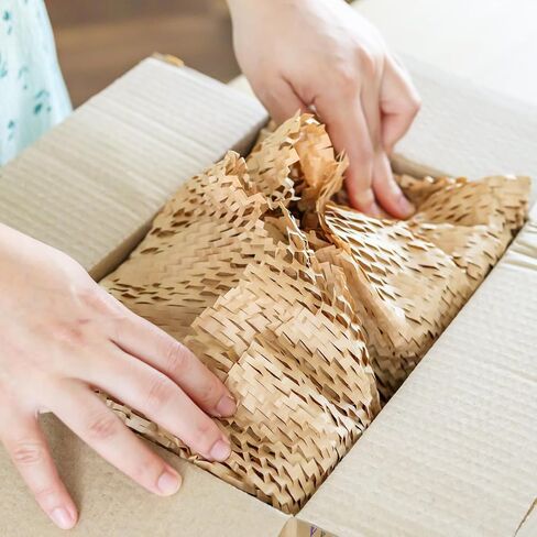 Honeycomb Packing Paper 15''x656' Substitute Alternative to Bubble Cushioning Wrap for Moving Shipping Packaging,Recyclable Moving Supplies Eco-Friendly Packing Paper with 500 Fragile Sticker Labels in Saudi Arabia