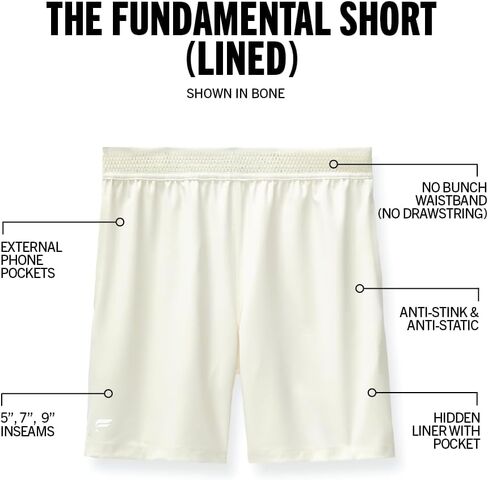 Fabletics Men's The Fundamental Short (Lined), Workout, Running, Training, Gym, Yoga, Ultra Lightweight, Athletic, 5" Inseam, L, Bone in Saudi Arabia