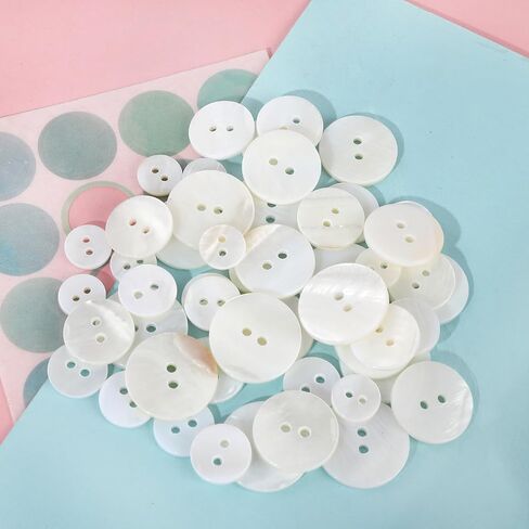 50PCS Pearl Buttons, Pearl Shell Bulk Sewing Buttons, 10mm/12.5mm/15mm/18mm/20mm Buttons, for Sewing DIY Crafts, Handmade Repair Cloth, Suits, Shirts, 2 Holes in Saudi Arabia