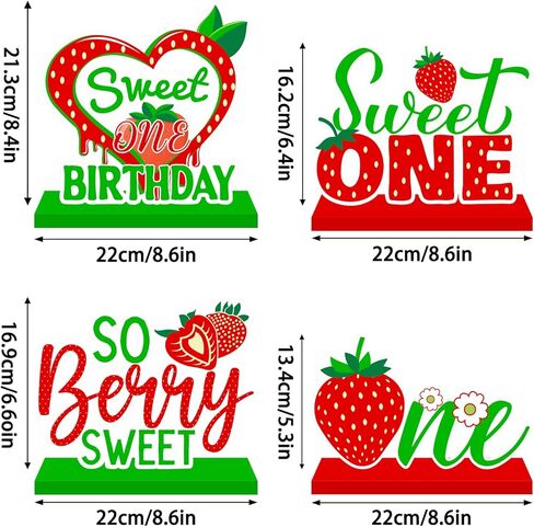 4 قطع زينة عيد ميلاد الفراولة الحلوة لطاولة واحدة خشبية قطعة مركزية التوت ديكور عيد الميلاد الأول ديكورات طاولة خشبية حلوة عيد ميلاد واحد ديكور صينية خشبية متدرجة لعيد الميلاد الأول in Kuwait