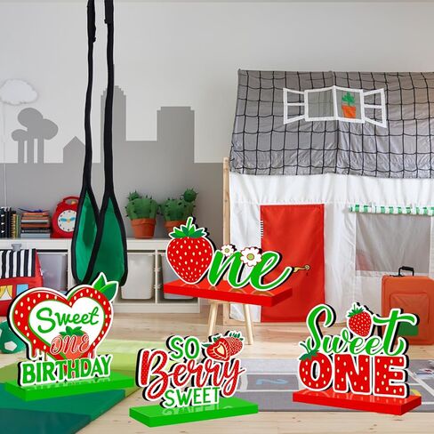 4 قطع زينة عيد ميلاد الفراولة الحلوة لطاولة واحدة خشبية قطعة مركزية التوت ديكور عيد الميلاد الأول ديكورات طاولة خشبية حلوة عيد ميلاد واحد ديكور صينية خشبية متدرجة لعيد الميلاد الأول in Kuwait