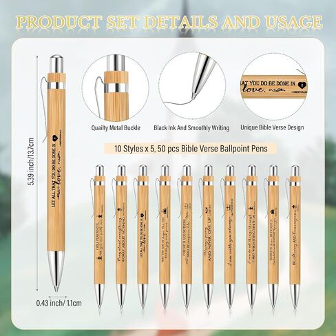 20 Sets Christian Religious Gifts Bible Verse Bamboo Pens in Kuwait