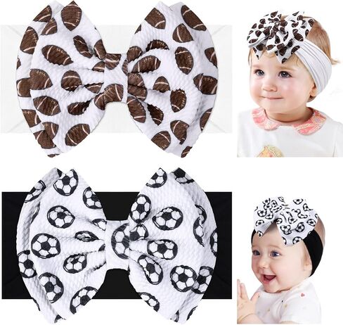 Baby Girl Bows Headbands, 2PCS Donut Cupcake Dessert Print Baby Bows, Elastic Nylon Hairbands for Newborn Hair Accessories for Infant Toddlers Kids Birthday Party in Saudi Arabia