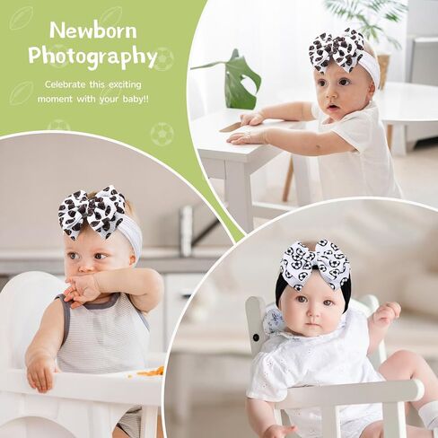 Baby Girl Bows Headbands, 2PCS Donut Cupcake Dessert Print Baby Bows, Elastic Nylon Hairbands for Newborn Hair Accessories for Infant Toddlers Kids Birthday Party in Saudi Arabia