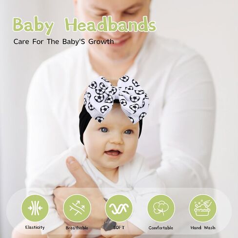 Baby Girl Bows Headbands, 2PCS Donut Cupcake Dessert Print Baby Bows, Elastic Nylon Hairbands for Newborn Hair Accessories for Infant Toddlers Kids Birthday Party in Saudi Arabia