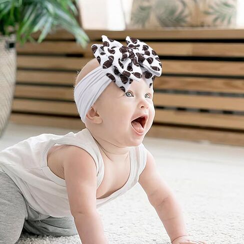 Baby Girl Bows Headbands, 2PCS Donut Cupcake Dessert Print Baby Bows, Elastic Nylon Hairbands for Newborn Hair Accessories for Infant Toddlers Kids Birthday Party in Saudi Arabia
