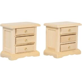 Wooden Dollhouse Night Stands | Set of 2 | Bedside Tables | Dolls House Furniture | 1/12 Scale (Light)
