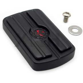 XKH- Motorcycle Black Compatible with Harley Davidson Touring Softail Brake Pedal Large Pad H-D Skull [B07FK2VTG9]