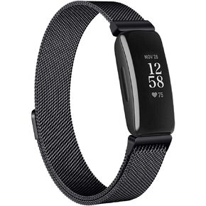 Metal Loop Bands Compatible with Fitbit Inspire 2 /Inspire HR/Inspire, Breathable Stainless Steel Loop Mesh Magnetic Adjustable Wristband for Women Men