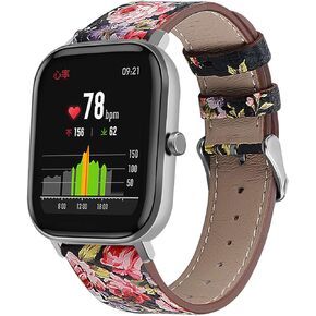 FitTurn Leather WatchBand Compatible with Cubitt CT4/CT2 Pro GPS Smart Watch Replacement Sport Wrist Strap Leather Bracelet with Stainless Metal Buckle for Cubitt CT4/CT2 Pro GPS Watch for Men Women