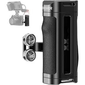 NEEWER Lightweight Side Handle, Camera Cage Rig Handle with Contoured Silicone Grip, Dual 1/4" Screws, 1/4" Threads, Cold Shoe, Vertical Adjustment, Compatible with SmallRig NEEWER Cage, CA067H