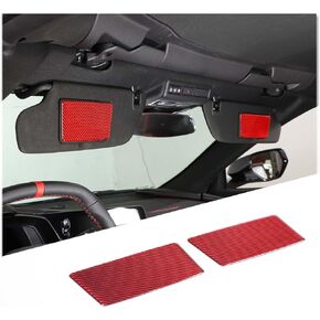 Real Carbon Fiber Car Sun Visor Panel Trim Sticker Compatible with Chevrolet Corvette C8 Stingray 2020-2024, Car Visor Makeup Mirror Panel Sticker Accessories, 2PCS(Red)