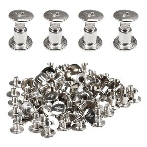50 Sets Chicago Screws M5x6mm Posts Binding Screws 6/25 inch Carbon Steel Cross Head Screw for DIY Leather Book Photo Albums Binding Bag Decoration Leather Bags, Boots, Screw Rivets Kits