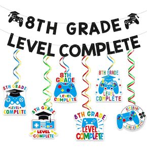 8th Grade Level Complete Banner Glitter 8th Grade Graduation Banner 8th Grade Graduation Decorations 2024 for 8th Grad Graduation Party Decorations Class of 2024