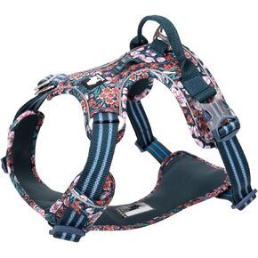 TRUE LOVE Truelove Adjustable No-Pull Front Clip Dog Harness Reflective Comfortable Control Durable Soft Cotton Floral Vest Harness with Handle TLH5655