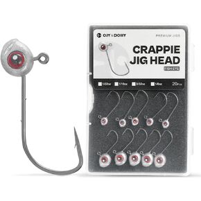 Fish Eye Crappie Jig Heads 20 Packs, Fishing Swimbait Jigs for Crappie,Trout,Bluegill Lure 1/32 1/16 3/32 1/8oz