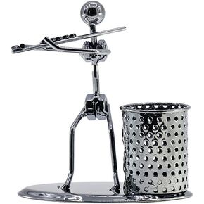 Creative Office Desktop Accessories Musical Instrument Metal Pen Pencil Holder Children Toy Gifts (Flute)