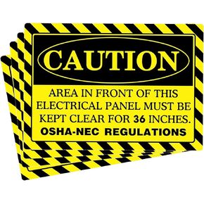4 Pack Caution Area in Front of This Electrical Panel Must Be Kept Clear for 36 Inches Sign OSHA Labels 7"x10" Electrical Safety Sign Vinyl Stickers Do Not Block Electrical Panel Floor Decal