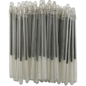 24 Bulk Pack 4" Clear Flexible Round Barrel Pens with Cap for Comfortable Writing (Black)