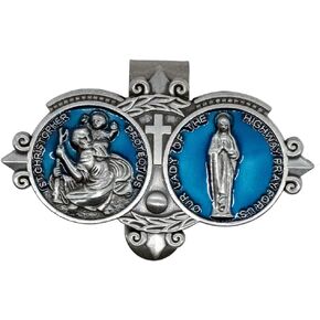 Saint Christopher Catholic Auto Visor Clip | New Driver Gift | Religious Decoration for Car, Truck, Boat | Patron Saint of Travel and Motorists | Christian Gift (Saint Christopher and Saint Michael)