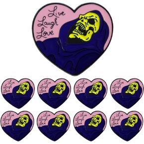 6/12/50/100Pcs live laugh love Lapel Pins Bulk - Metal Horror Skeleton Heart Cool Funny Brooch Badge Pin Gifts