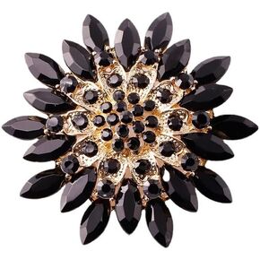 Vintage Rhinestone Sunflower Brooch Pin Stylish Crystal Flower Shape Brooch Pin Elegant Clothing Hat Bag Accessories Jewerly for Women Teen Girls