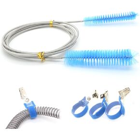 CPAP Tube Cleaning Brush (7.2ft) with Sleeping Tangling Proof Hose Clips,Double Brush Heads (15mm & 22mm) Fits Most CPAP Hose (BLUE)
